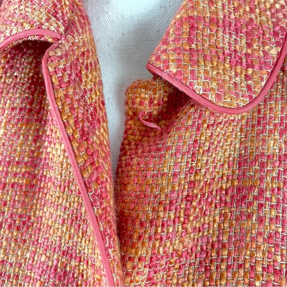 Dialogue QVC orange Pink Blazer Jacket Long Sz 6 Pockets Pea Coat - Picture 6 of 11